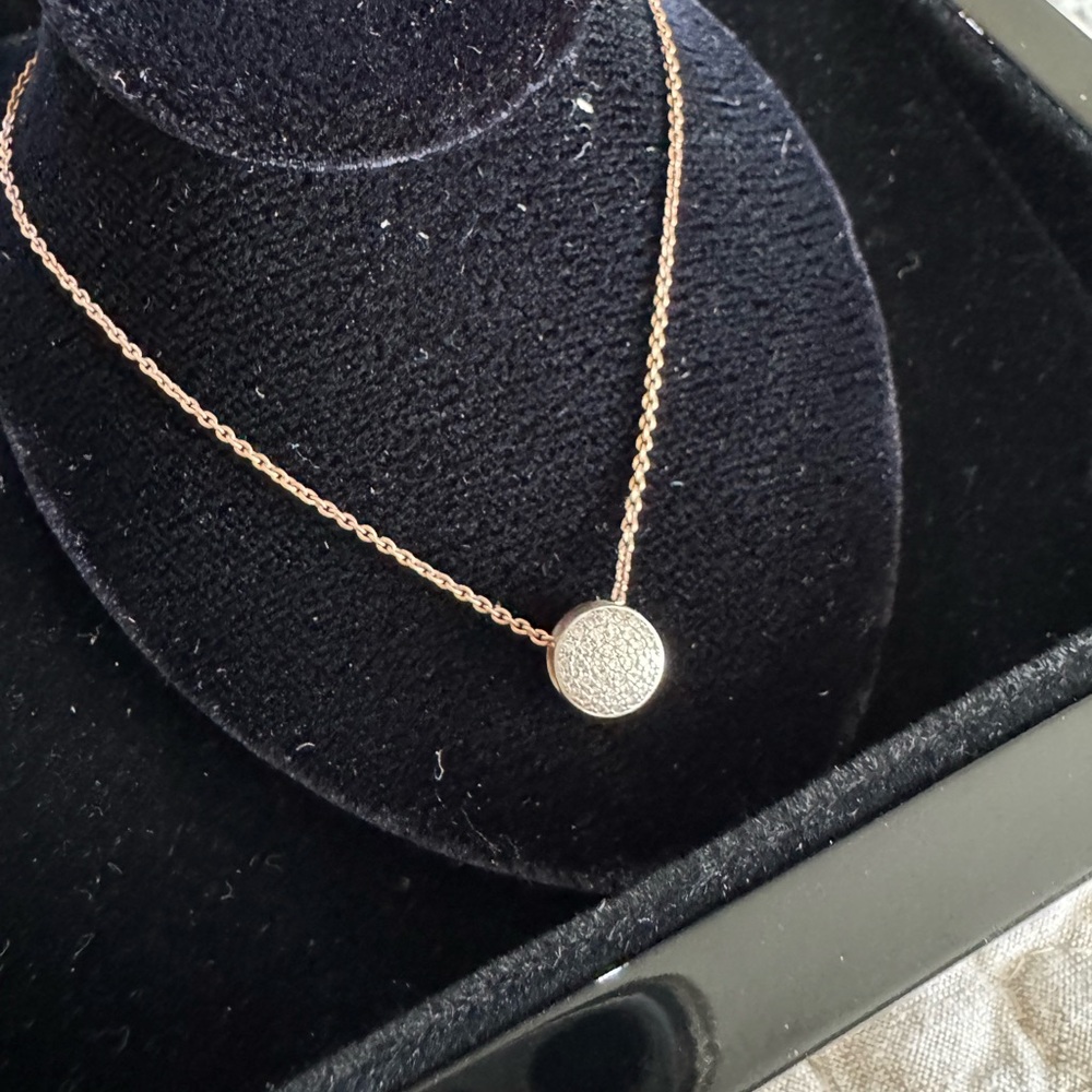 Elegant Monica Vinader Rose Gold Diamond Pendant Necklace
